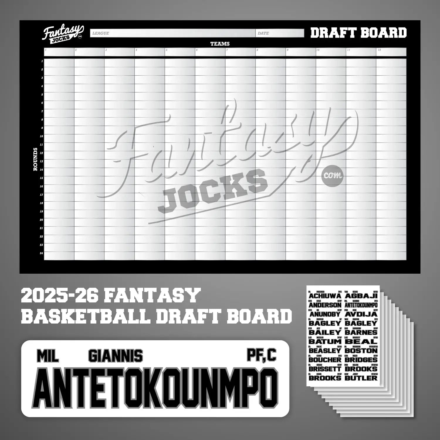 2024/2025 Fantasy Basketball Draft Board - Custodian Kit FantasyJocks