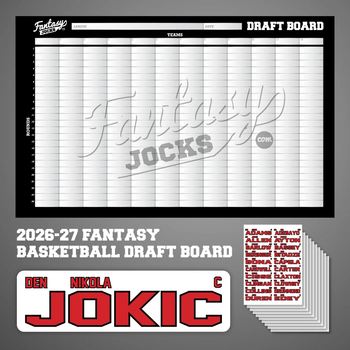 2026/27 Fantasy Basketball Draft Board + FadeAway Championship Ring Bundle