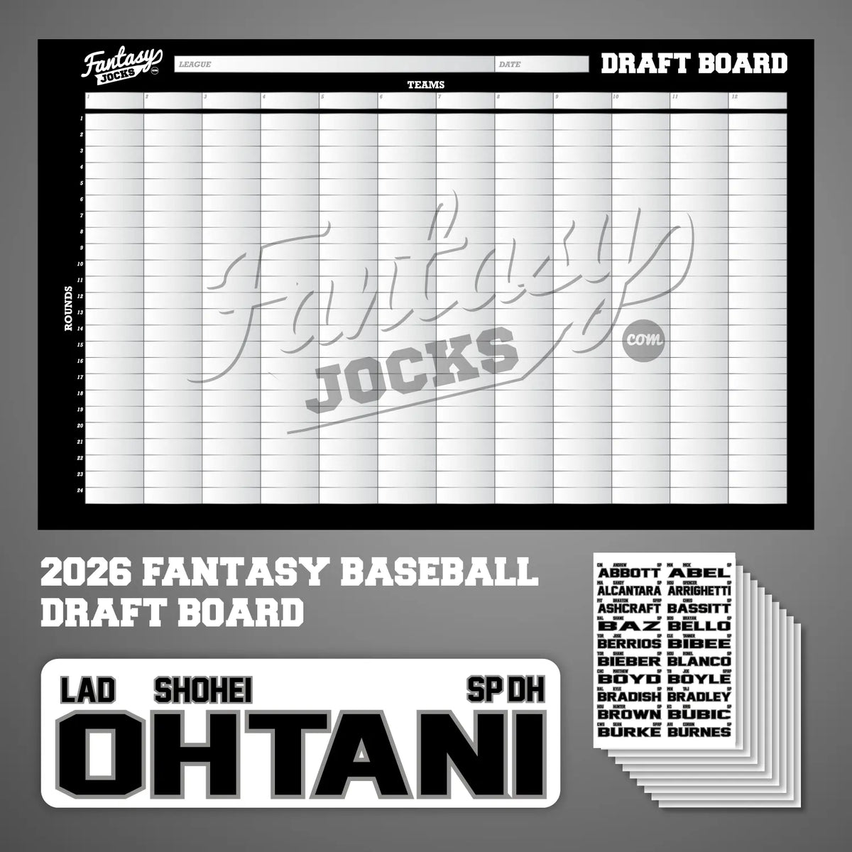 Fantasy Baseball Draft Board - Custodian Kit - FantasyJocks
