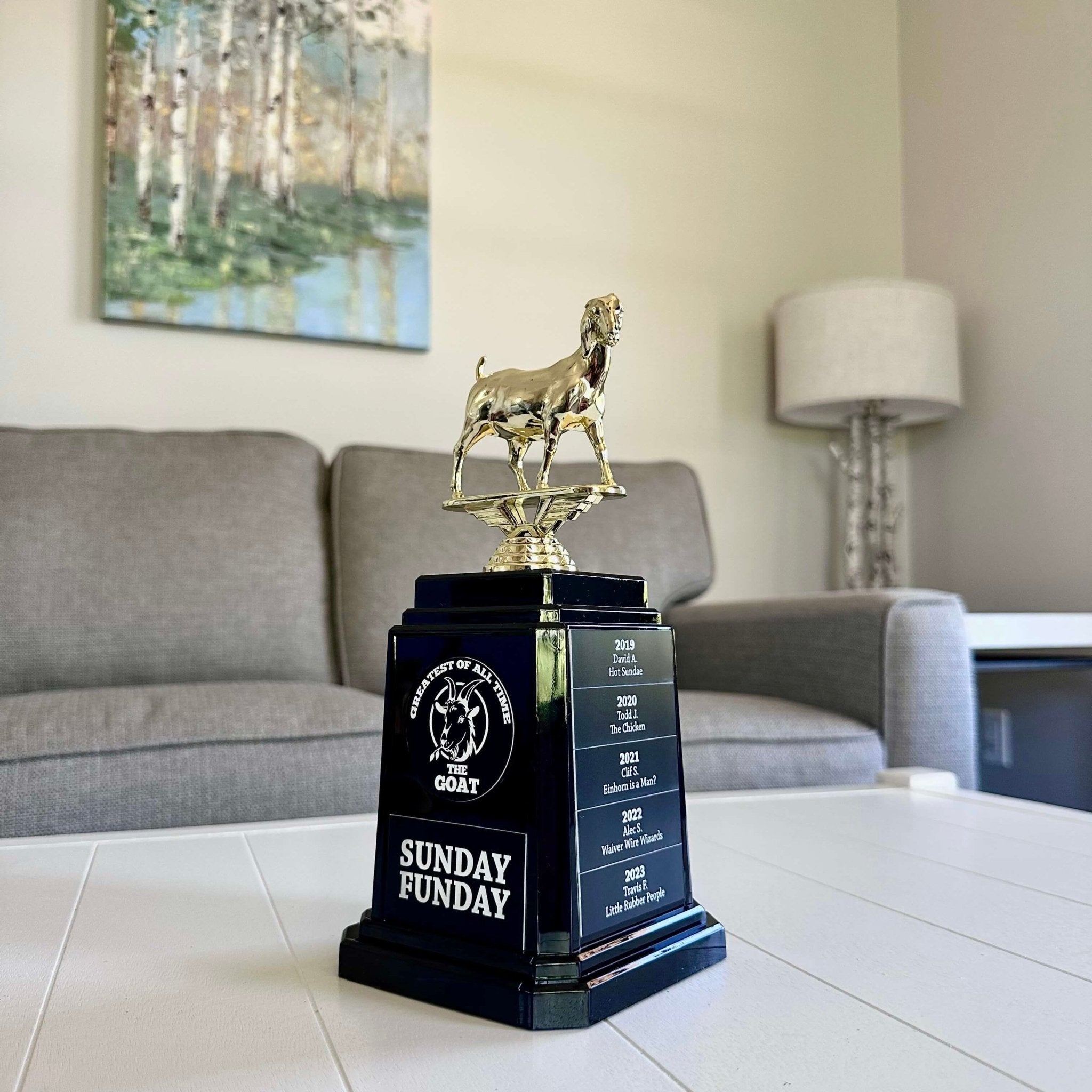 GOAT Trophy Greatest of All Time Award Trophy Hand Painted 